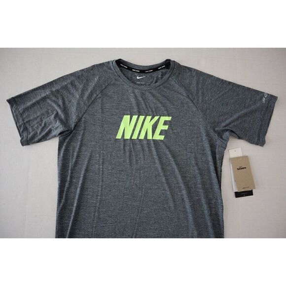 Nike Swim NESSC677 Men's Sz S Gray Heather Dri-FIT Hydroguard UPF 40+ S/S Shirt - Picture 7 of 8